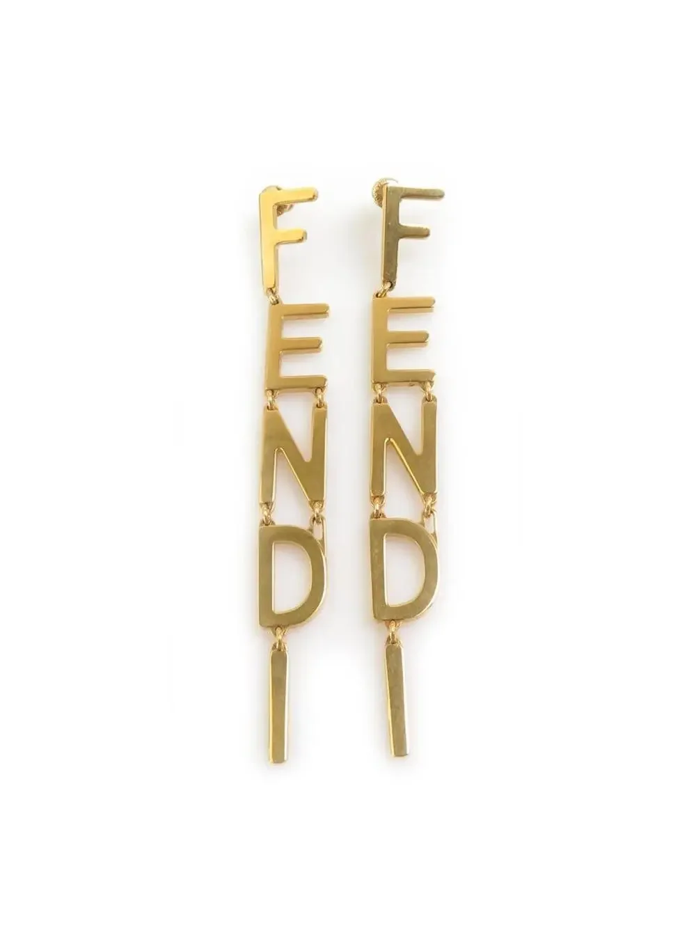 Auth Fendi Drop Pierce Earrings Gold #302755F32B